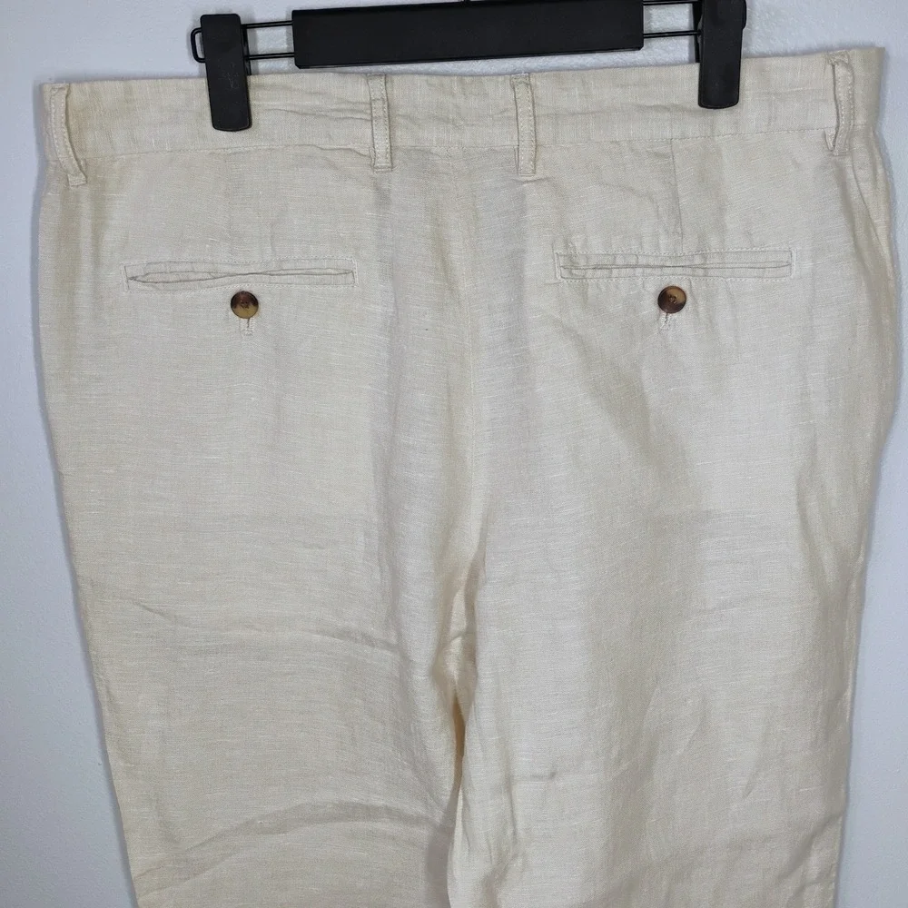 Club Room Luxury Linen Pants Men's 34x32 Beige 100% Linen Beach Wedding Coastal